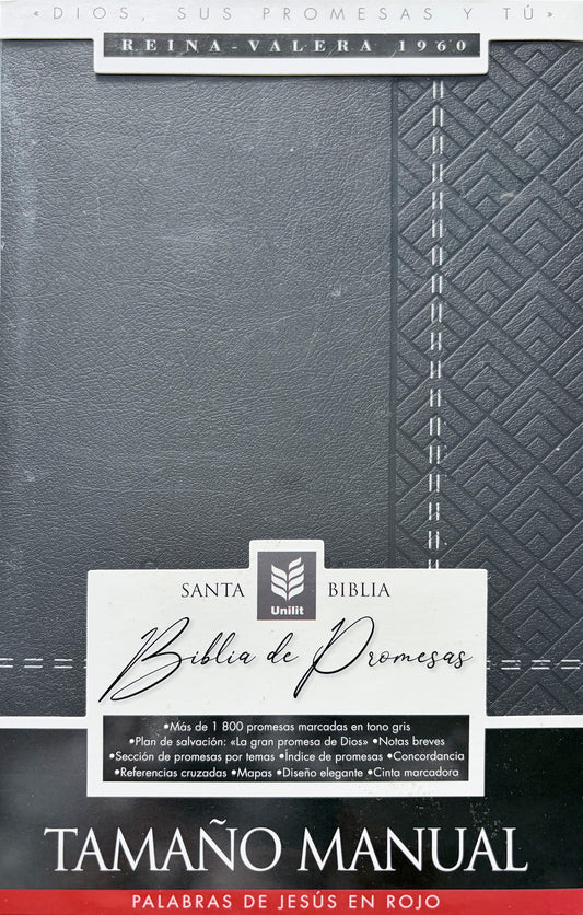 Biblia RVR 1960 de Promesas Tamaño Manual Edición Negro Imitación Piel con Índice